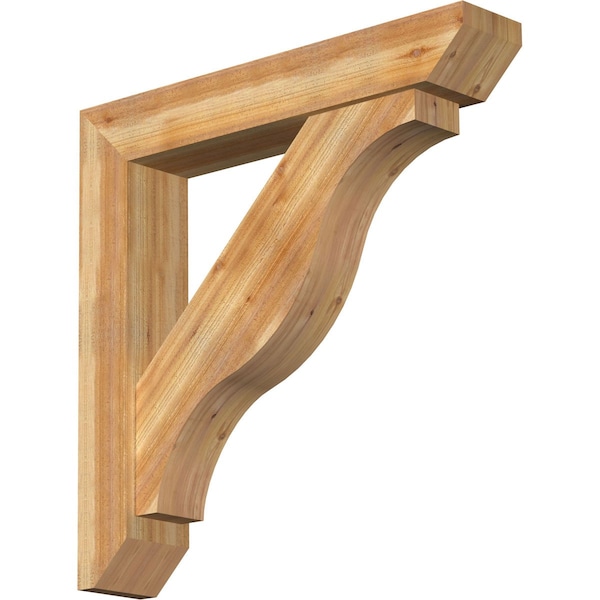 Ekena Millwork Funston Slat Rough Sawn Bracket w/ Offset Brace, Western Red Cedar, 8"W x 44"D x 44"H BKT0806X44X44FST06RWR - main